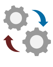gears with arrows between them icon