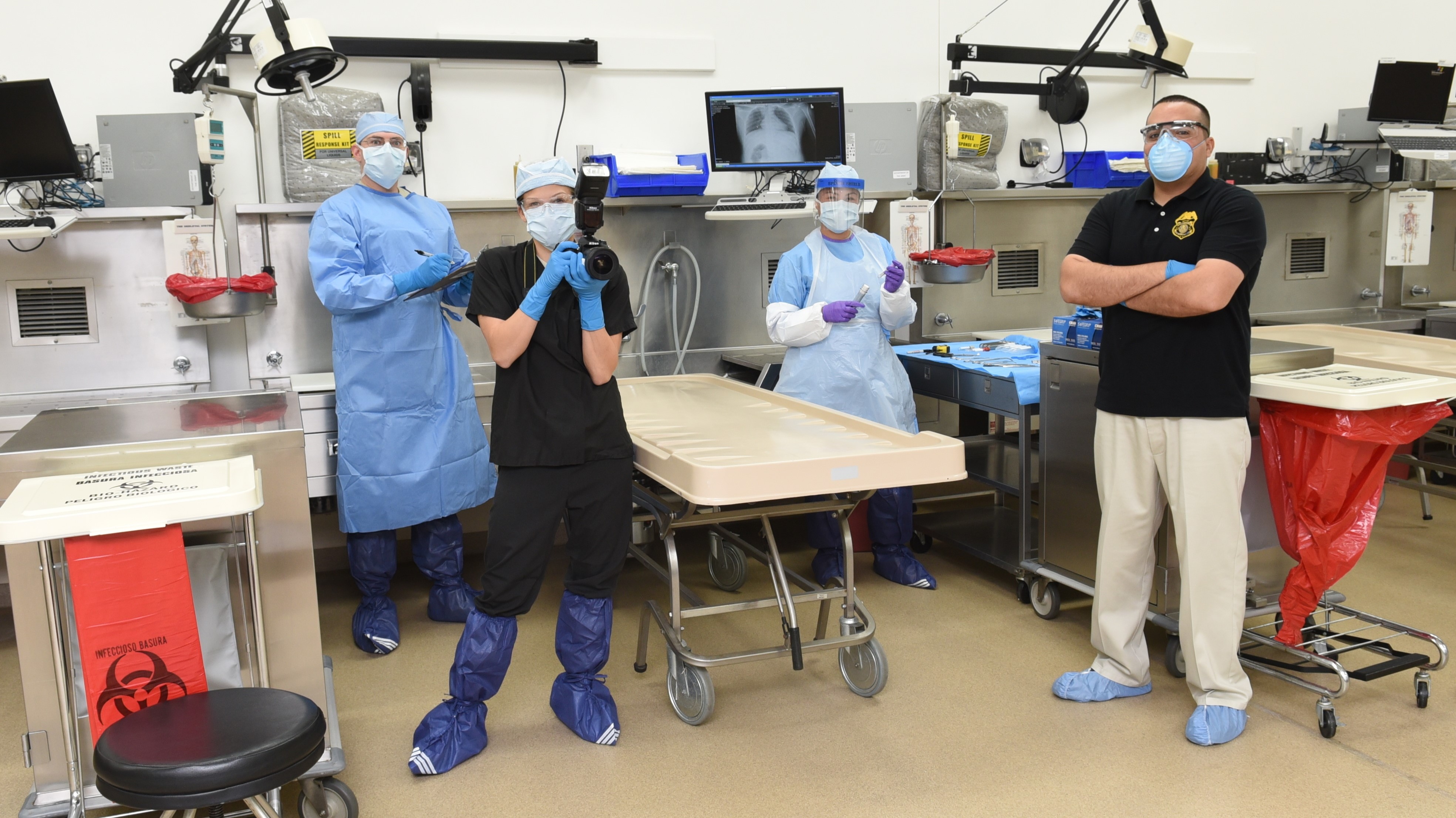 Autopsy team in the lab