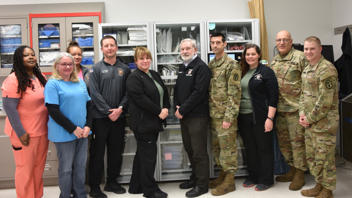 group photo of the staff of the blood bank at the Womack Army Medical Center