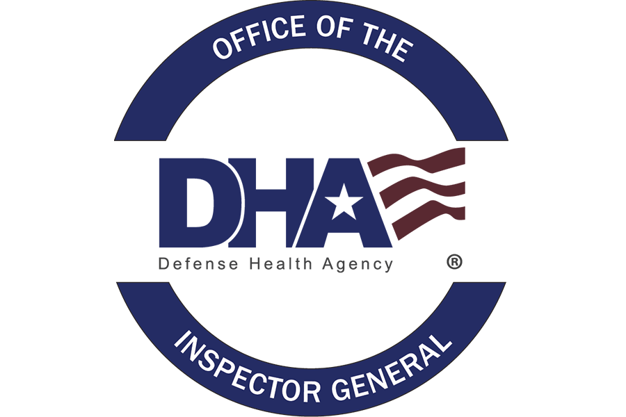 Round DHA logo with the words "Office of the Inspector General" at the top and bottom