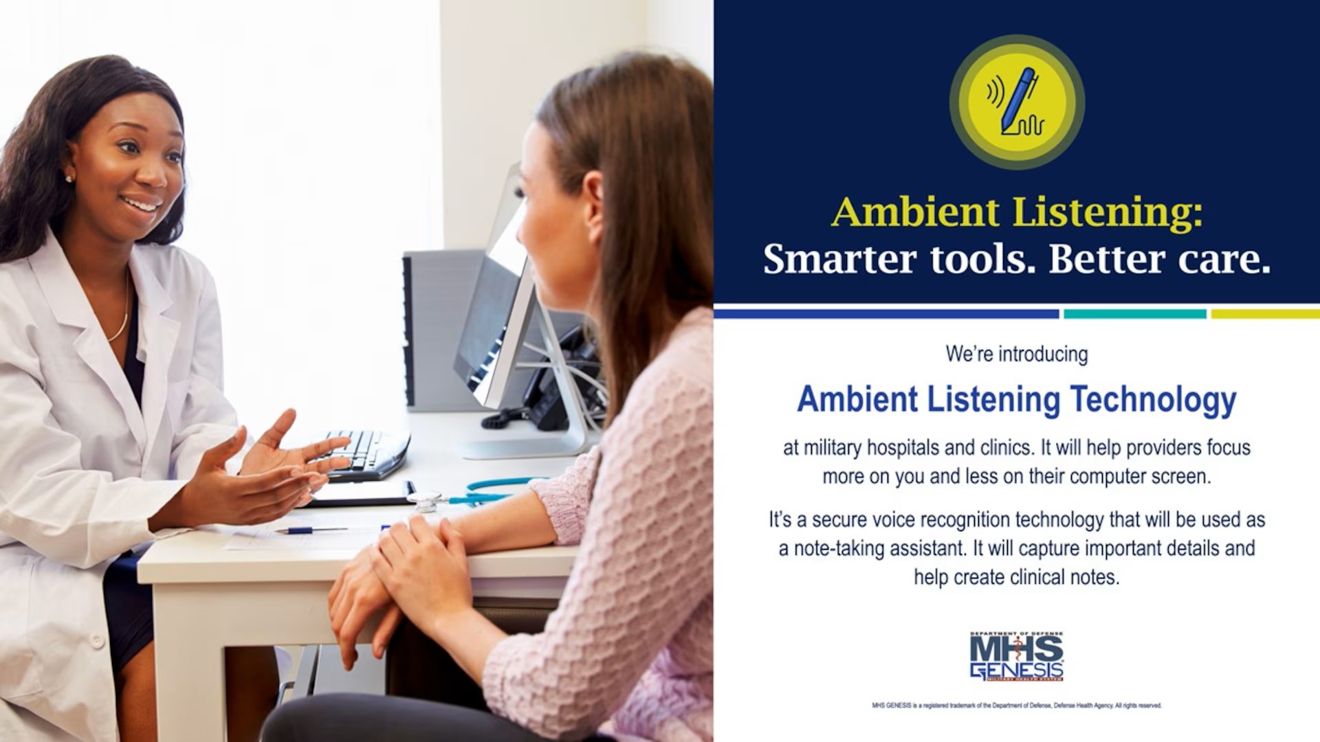 Doctor talking to a patient about ambient listening