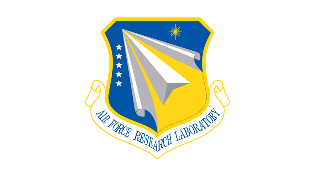 Blue, yellow and white logo of the Air Force Research Laboratory