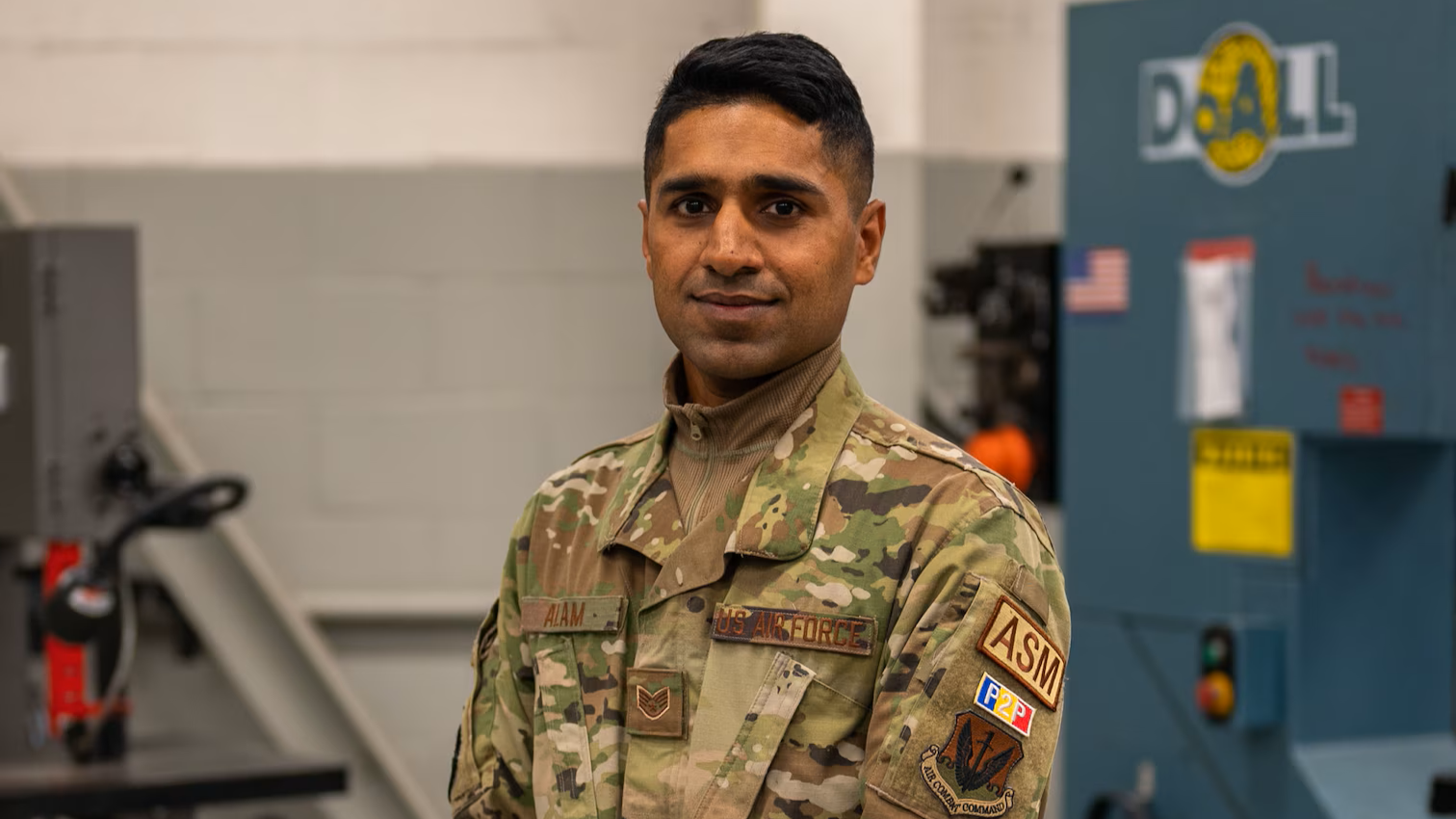 Soldier standing and smiling