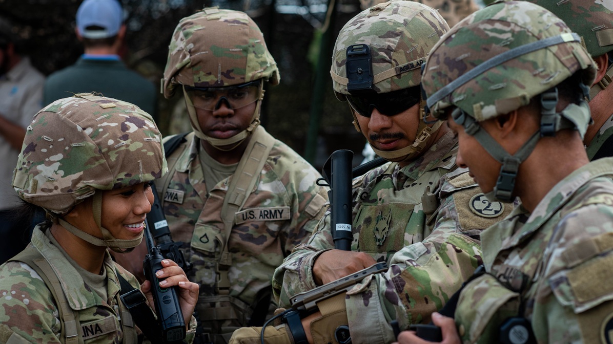 U.S. Army combat medic specialists with the 437th Medical Company, 145 Multifunctional Medical Battalion, 2nd Medical Brigade, California Army National Guard practice using drone technology during Exercise Northern Strike 24-2 at Camp Grayling, Michigan, Aug. 9, 2024.