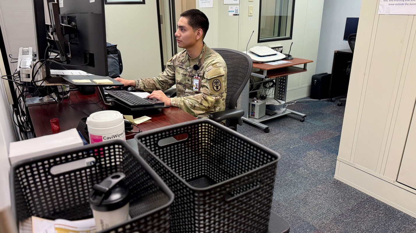 Munson Army Health Center Medical Logistics Soldier Cpl. Bryan Juarez completed training and earned a professional certification that qualifies him to run the facility's audiology. He is one of several soldiers who support the hearing conservation program part time so Munson can provide more access to hearing conservation screening.
