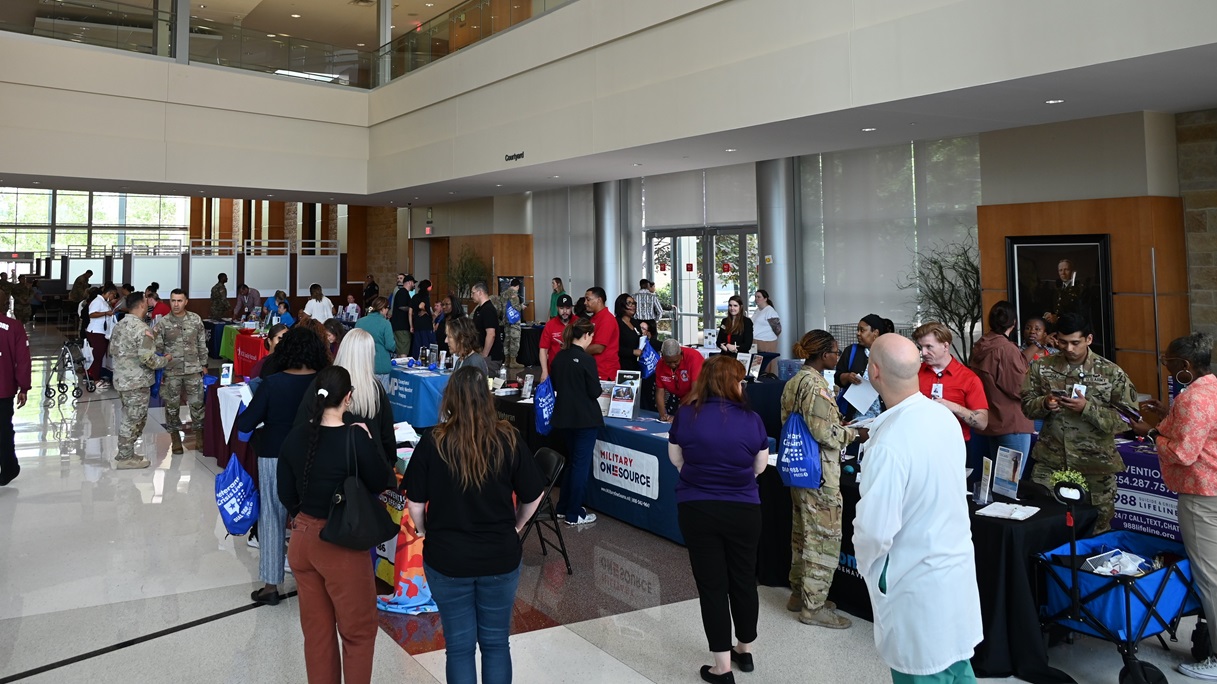 Beneficiaries and staff members receive information and resources from over 20 organizations during the annual Carl R. Darnall Army Medical Center Behavioral Health Mental Health Month Information Fair May 2.
