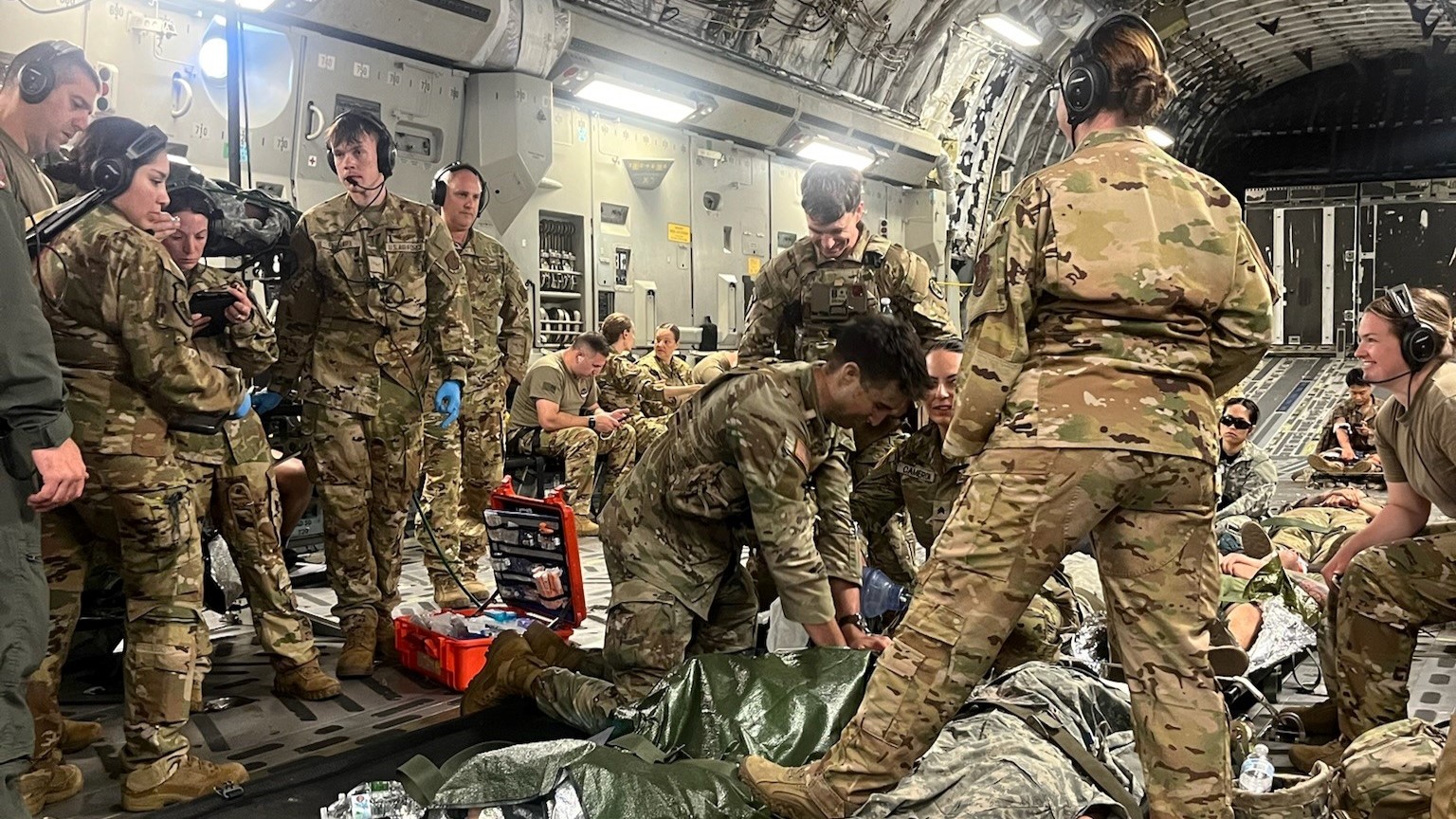 Keller Soldiers and Guardsman Soldiers and Airman received in-flight, tactical combat casualty care from the 109th and 105th Critical Care Air Transportation Teams team.
