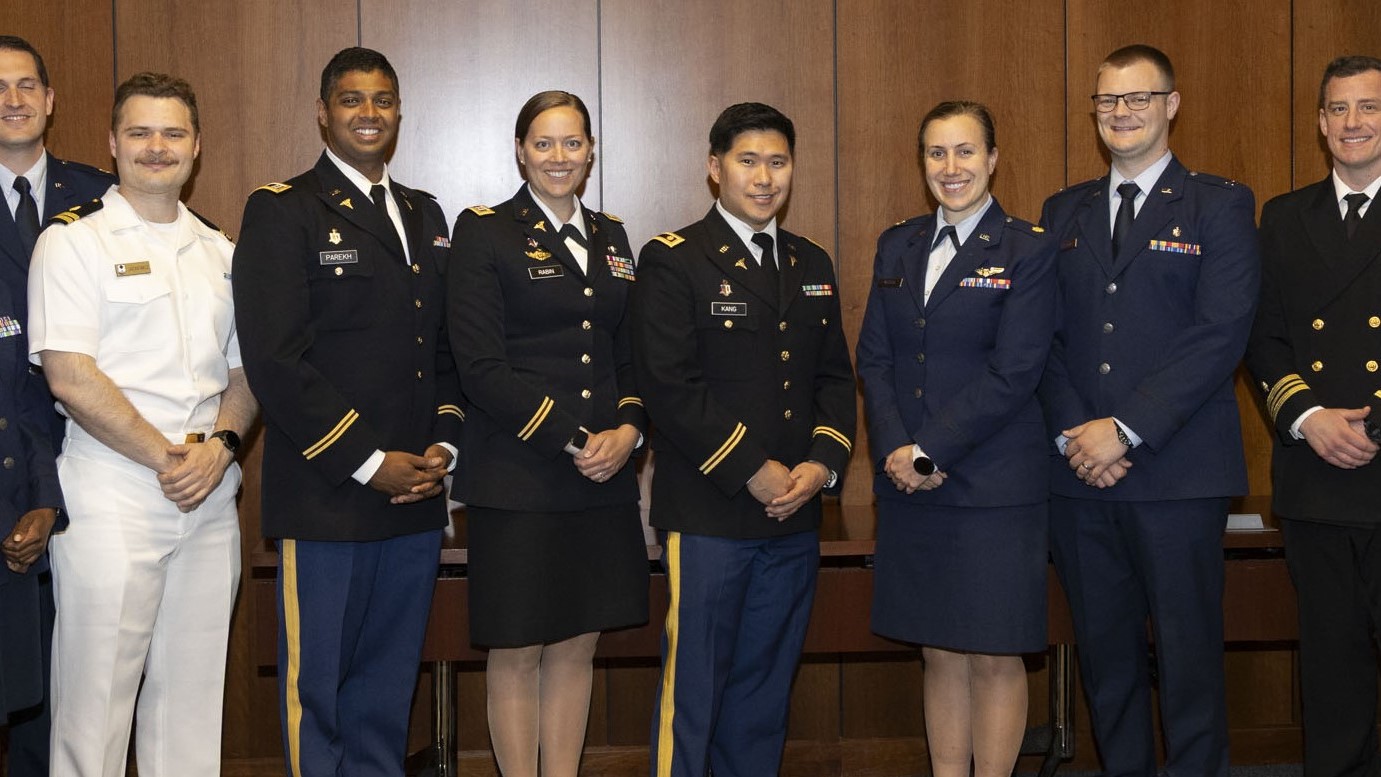 Walter Reed leaders recognize winners in this year’s 17th Annual National Capital Region (NCR) Research and Innovation Competitions during a recent ceremony at the medical center. (Photo by Roan Smith, Walter Reed)