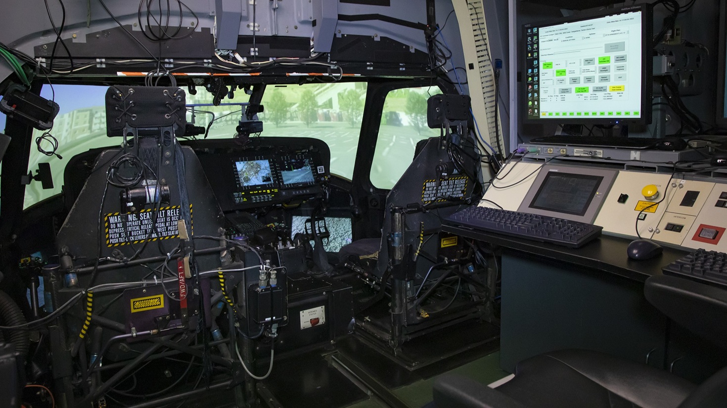 Researchers at the U.S. Army Aeromedical Research Laboratory’s Warfighter Performance Group are using USAARL’s NUH-60FS Black Hawk Flight Simulator – the world's only full-motion, full-visual aeromedical research flight simulator – to conduct research into operator state monitoring, a program aimed at developing ways of reliably monitoring aviators’ cognitive functions in order to predict and mitigate fatigue, cognitive overload, and distraction during missions.