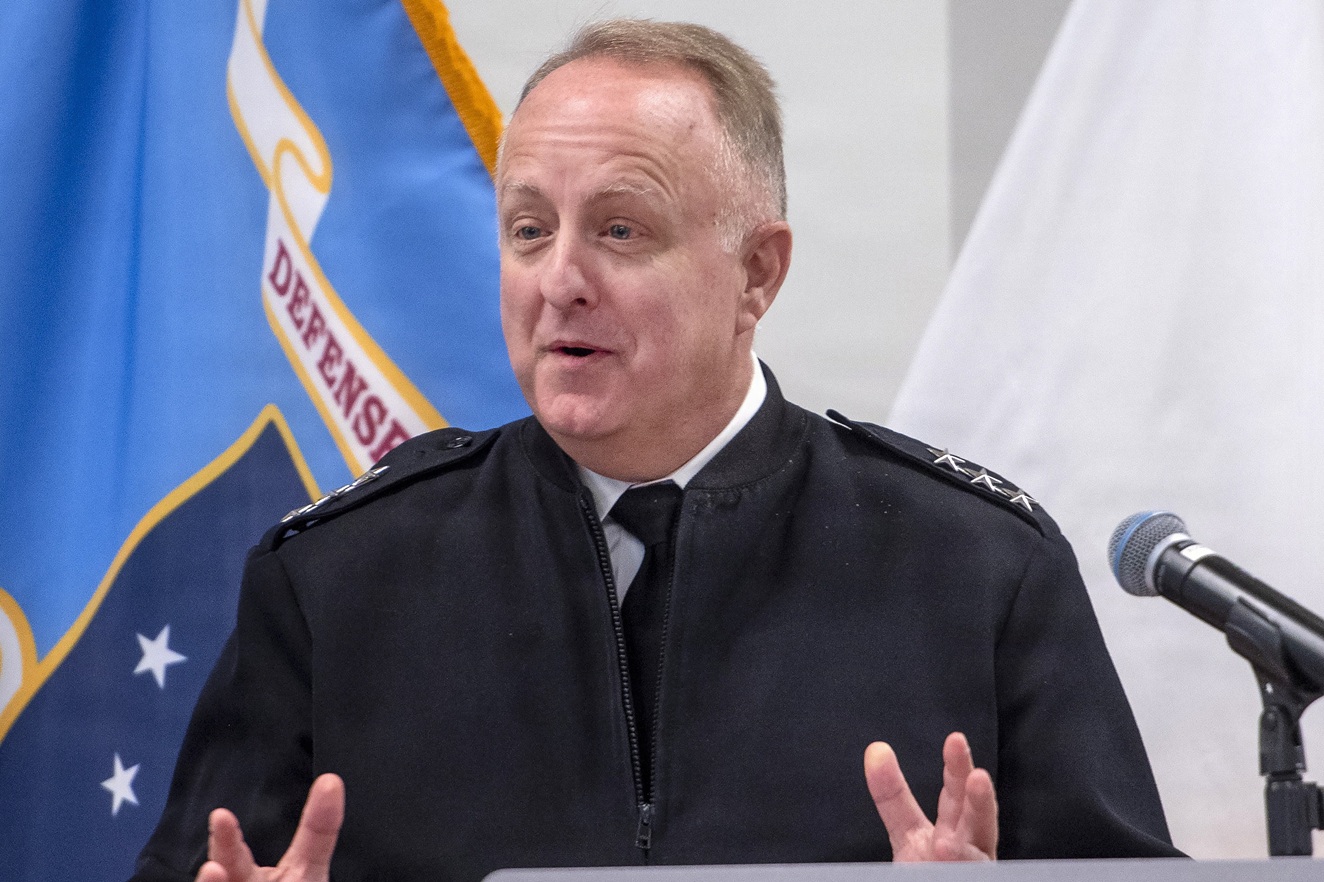 Vice Adm. Darin K. Via, the new director of the Defense Health Agency, tells the DHA workforce, “Everything we do — clinical care, education, training, logistics, research, information systems, enterprise management — exists for one reason and that is to support warfighter readiness,” at an all-hands gathering Feb. 6, 2026. The former U.S. Navy surgeon general and chief of the Navy Bureau of Medicine and Surgery assumed the role as DHA director Feb. 2, 2026.