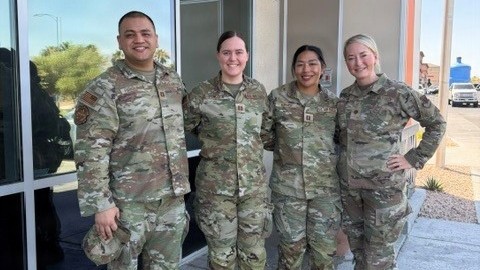 Surgical and Critical Care Physician Assistant Residents (from left to right): Capt. Ralph Pangilinan, Capt. Jordyn Peacock, and Capt. Nykole Turner and Program Director Maj. Elissa Flynn