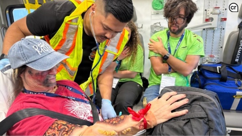 Evans Army Community Hospital personnel participated in a full-scale Mass Casualty exercise simulating a commercial aircraft crash at the Colorado Springs Airport Aug. 19, 2026. Teams from the City of Colorado Springs, Colorado Springs Airport, fire department, law enforcement, emergency management, community hospitals, Peterson Air Force Base and more than two dozen additional partners participated in a realistic emergency response scenario.