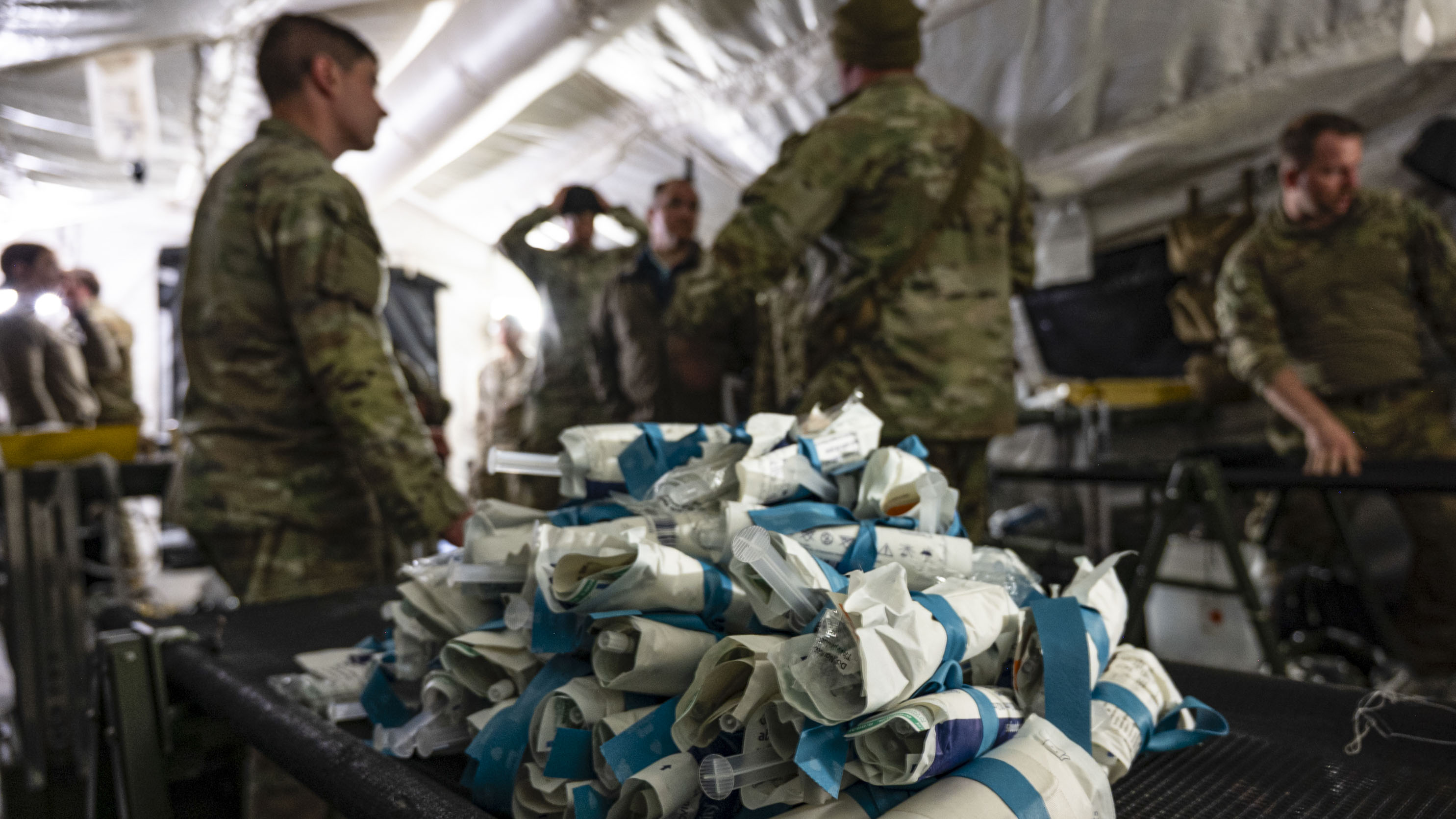 stack of syringe supplies ready to be shipped