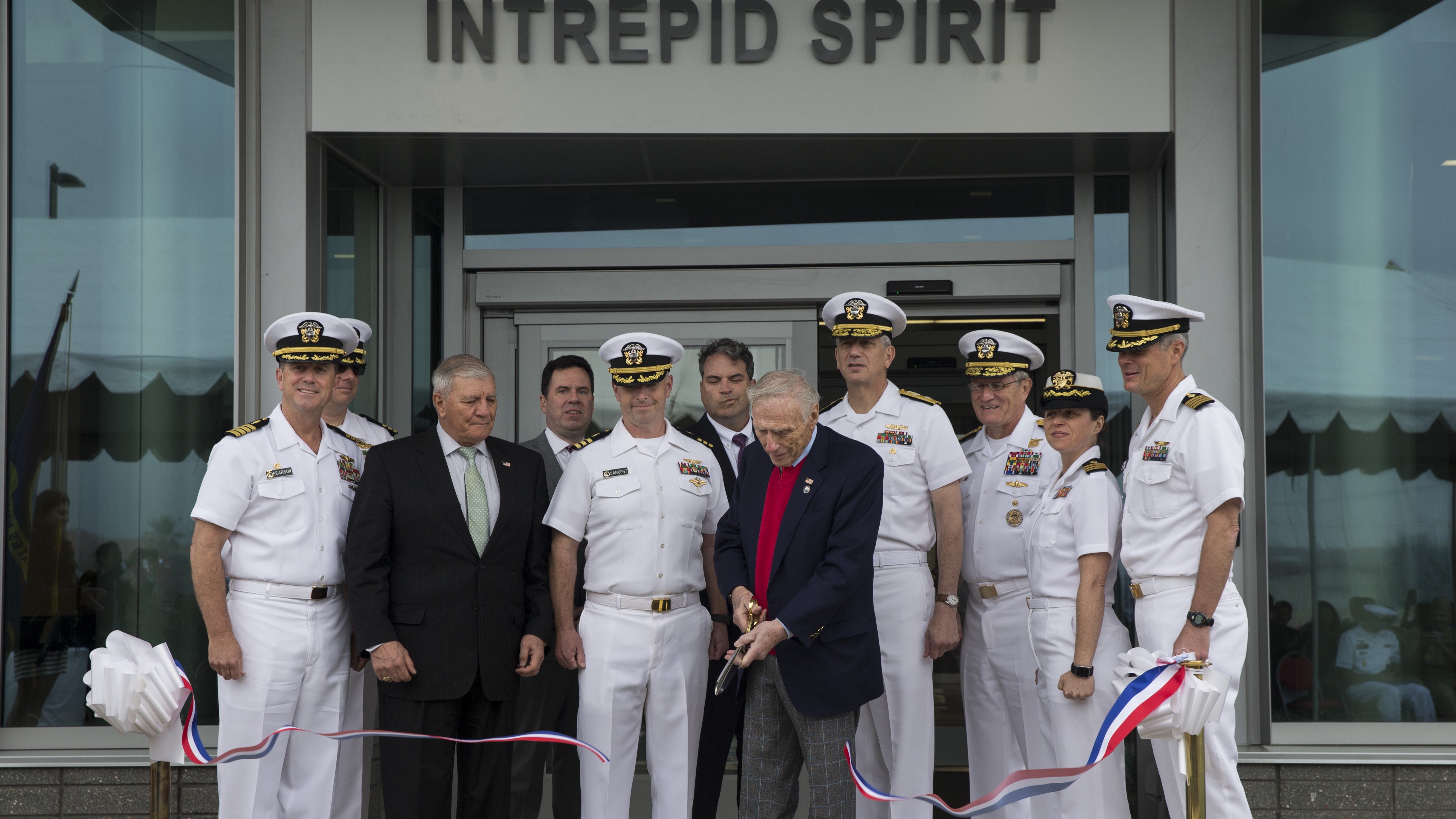 Ribbon cutting at the Intrepid Spirit center